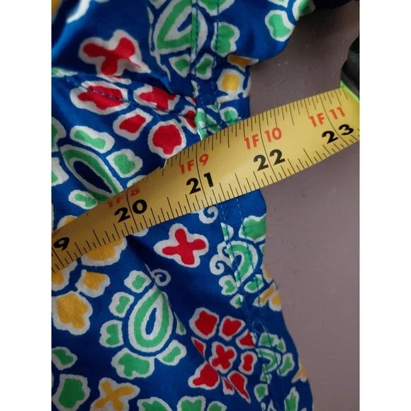 J Crew Hawaiian Shirt Men's Med Blue Floral Short Sleeve Button Up Camp Resort - Picture 9 of 10